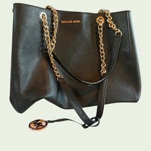 Michael Kors Black Shoulder Bag with Gold Chain